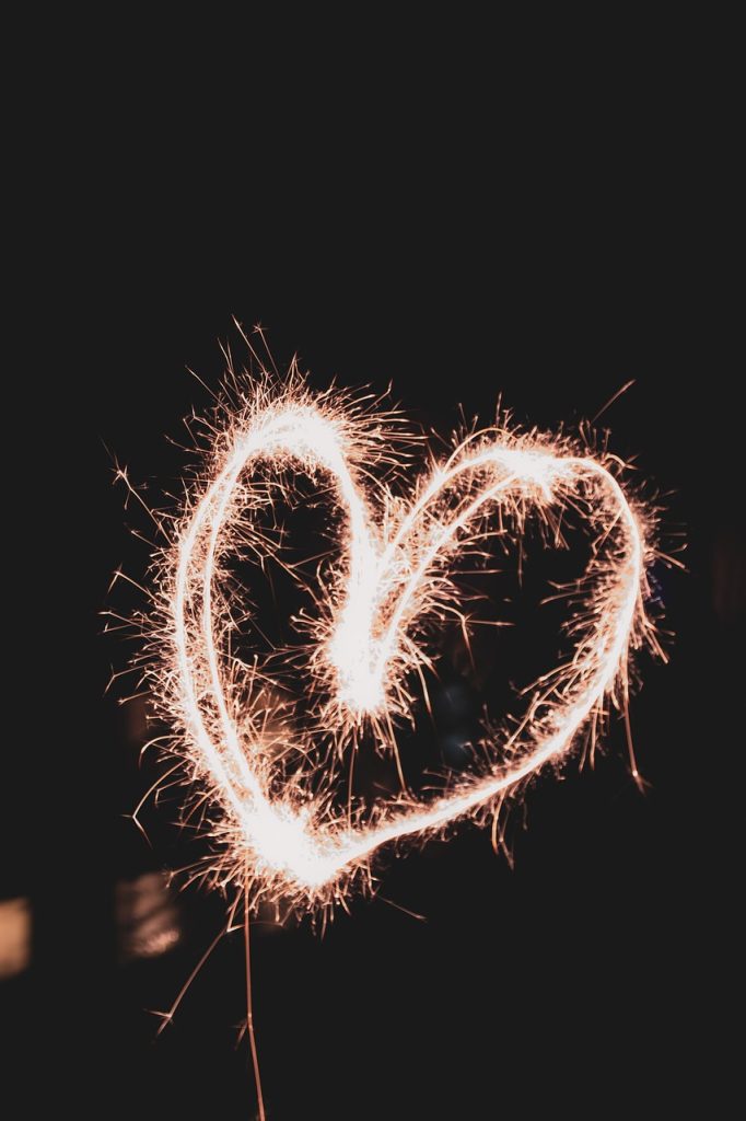 fireworks, heart, new years day, happiness, new years eve, sparkler, spark, light, sparkle, ai generated